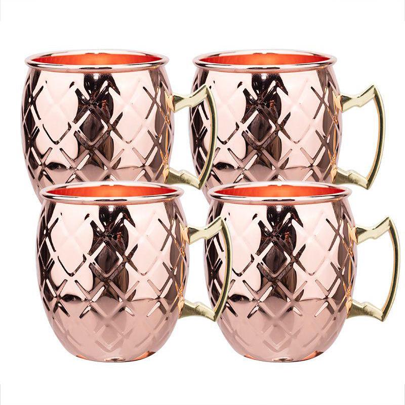 Stainless Steel Moscow Mule Cocktail Set – Hammered Design Bar Glassware