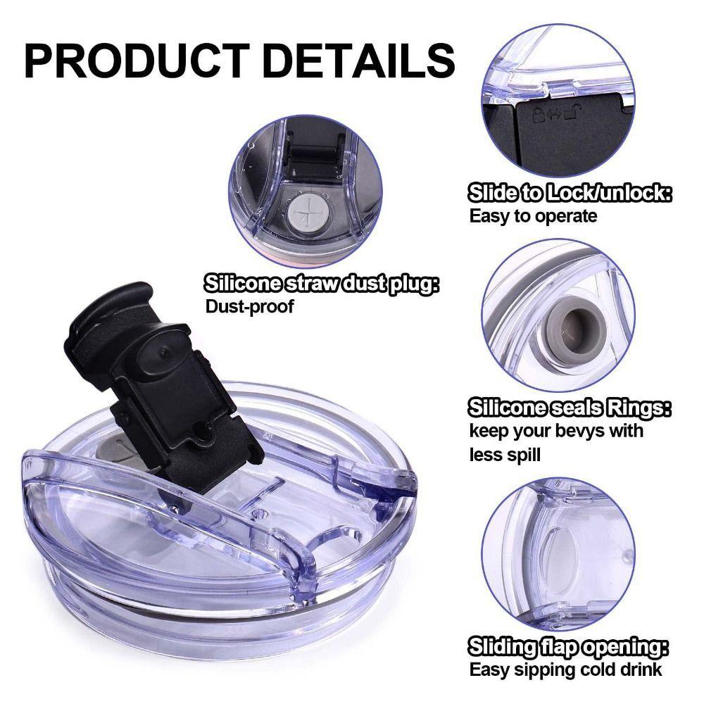 1Pcs New for Cup with Handle Bottle Cover 20/30/40oz Themos Tumbler Cup Cap Splash Spill Proof Multicolor Plastic Lids Cup Holders 5