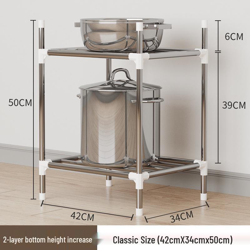 

Утолщенная кованая напольная кухонная стойка: Многофункциональные, Передвижные Полки для Горшков и Хранения