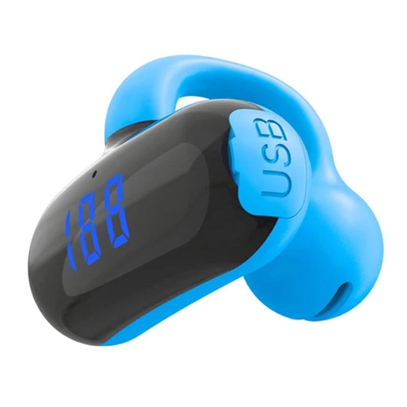 

F20 Bluetooth-compatible Ear Clip Earphone Digital Display Wireless Music Headset Blue