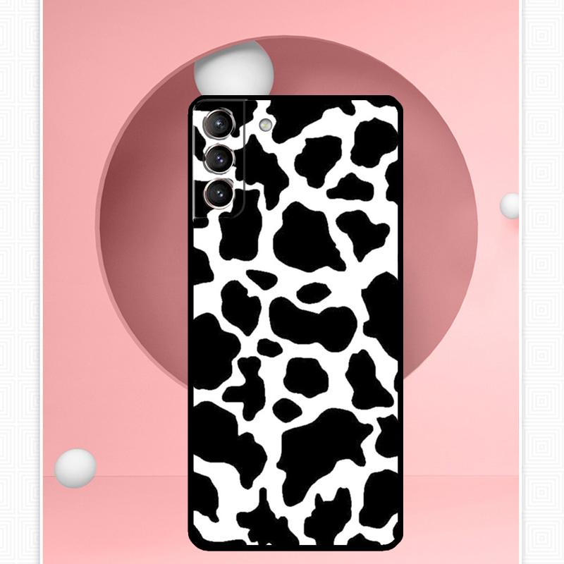 White Black Cow Print Case For Samsung Galaxy S25 Ultra S25 FE S20 S21 S22 S23 Plus S9 S10 S24 Ultra Cover Funda