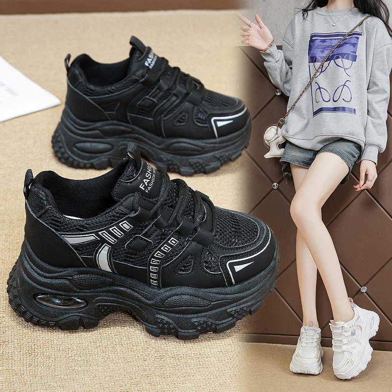 Autumn new platform sneakers, lightweight soft-soled breathable running shoes, mesh dad