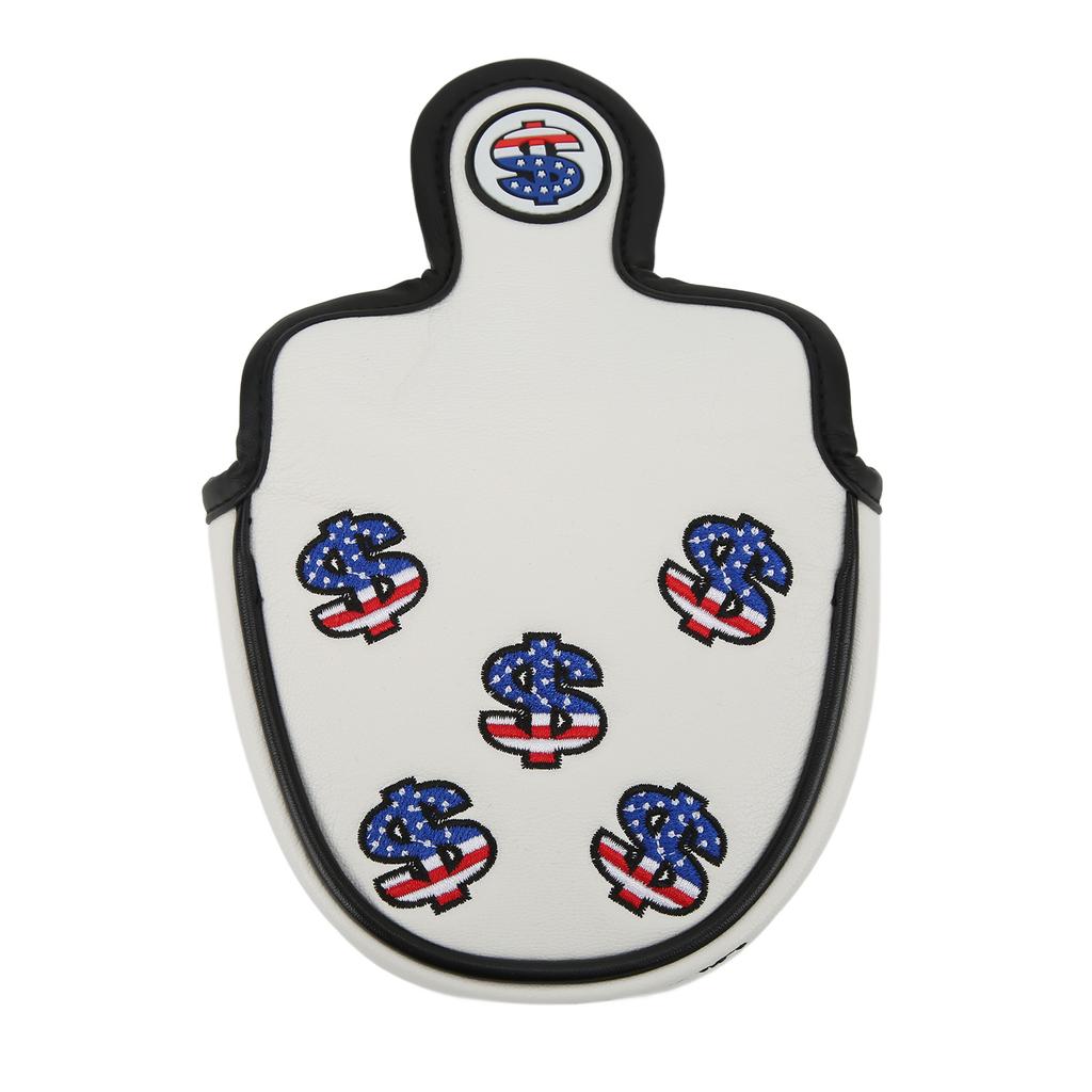 Golf Putter Head Covers PU Leather Waterproof Golf Club Headcover Protector with Magnetic ClosureWhite