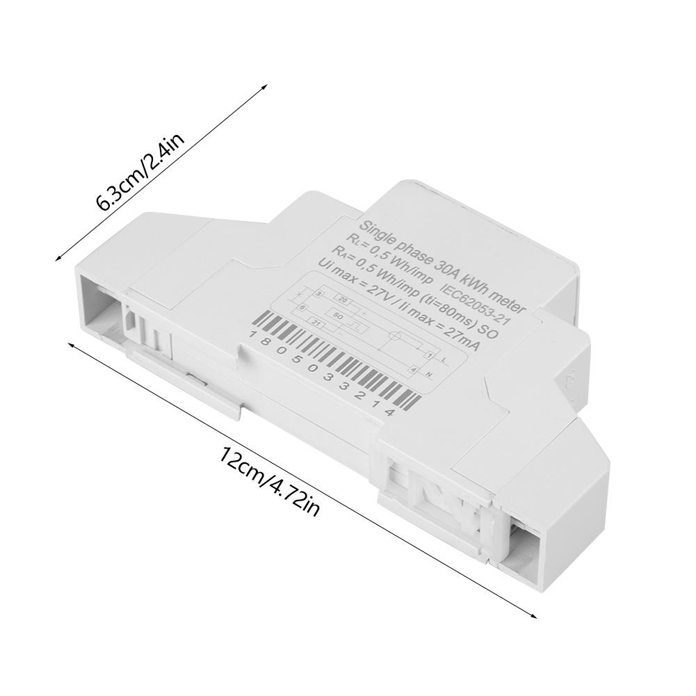 

220В 5(30)Цифровой 1-фазный 2-проводной 1P Din-рейка электрический счетчик электронный счетчик кВтч белый