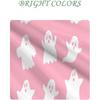 36x72 Inch Halloween Shower Curtain Cute Funny Phantom White Pink Bath Set Contemporary Cartoon Festival Bathroom Sets for Children Waterproof