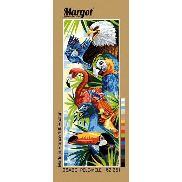 Canevas - MARGOT - Pénélope Antique - Pêle mêle oiseaux - 60x25cm - Décoration murale