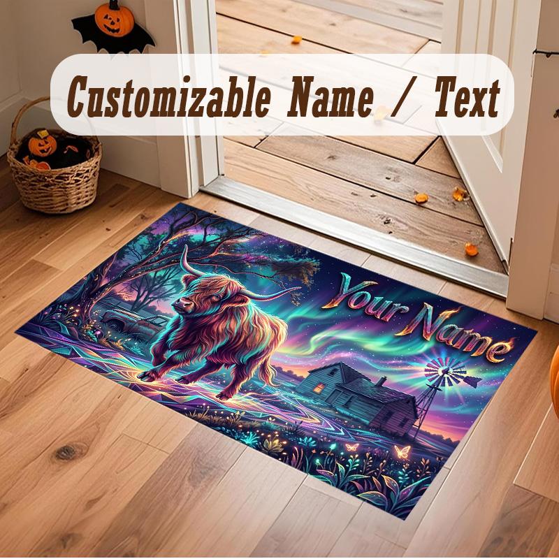 Fantasy Magic Theme Soft Crystal Velvet Rug Custom Name & Text Print Non Slip Floor Rug for Bedroom Living Room