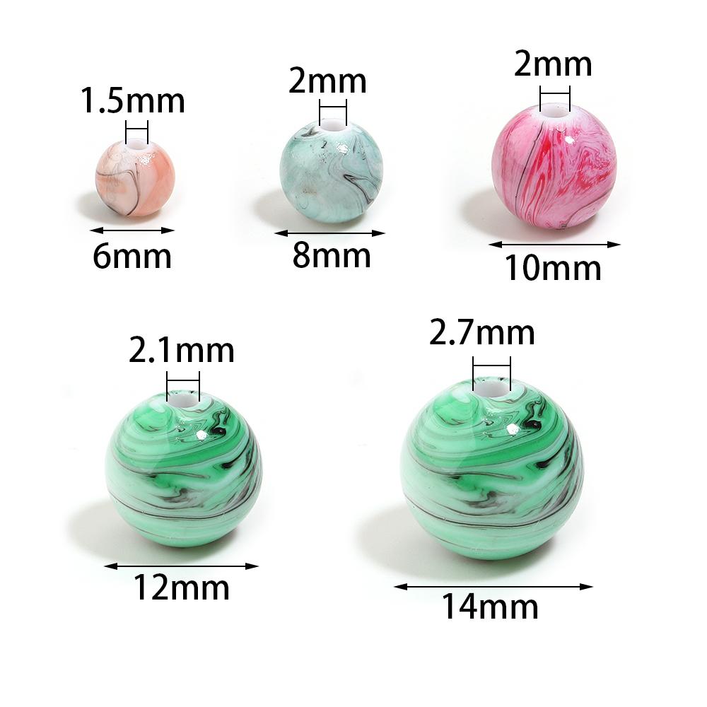 30-100pcs 6/8/10/12/14mm Resin Beads Ink Painting Round Loose Spacer Beads For DIY Jewelry Making Bracelets Necklace Accessories