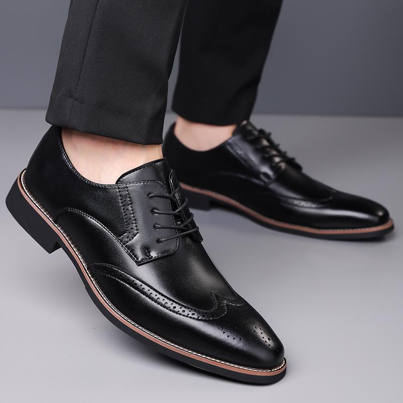 Business men's leather shoes Retro fashion style Leisure Outdoor Party  Black brown wedding Dress groom's shoes Plus Size 38-48