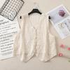 Real shot V-neck sleeveless hollowed-out knitted vest for women, spring new design crochet top trendy