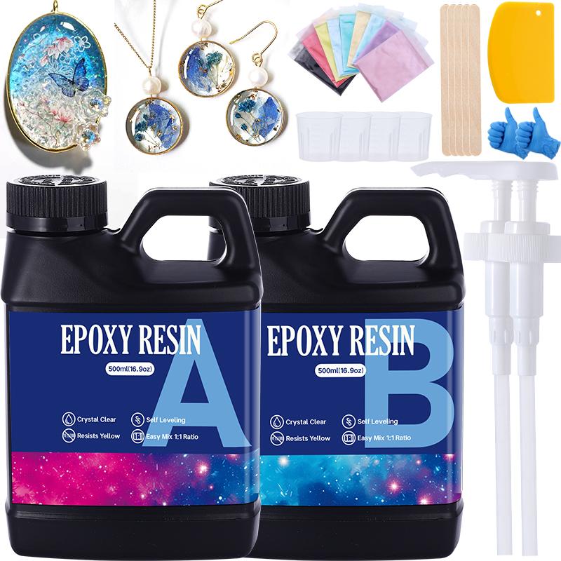 Fast Curing 1:1 Crystal Clear Epoxy Resin Kit Heat Resistant Casting Coating Resin for Art DIY Craft Jewelry Wood Table Top