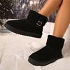 Buckle Decor Women's Platform Snow Boots 2025 Winter Non Slip Warm Plush Ankle Boots Women Comfort Slip On Cotton Shoes Woman