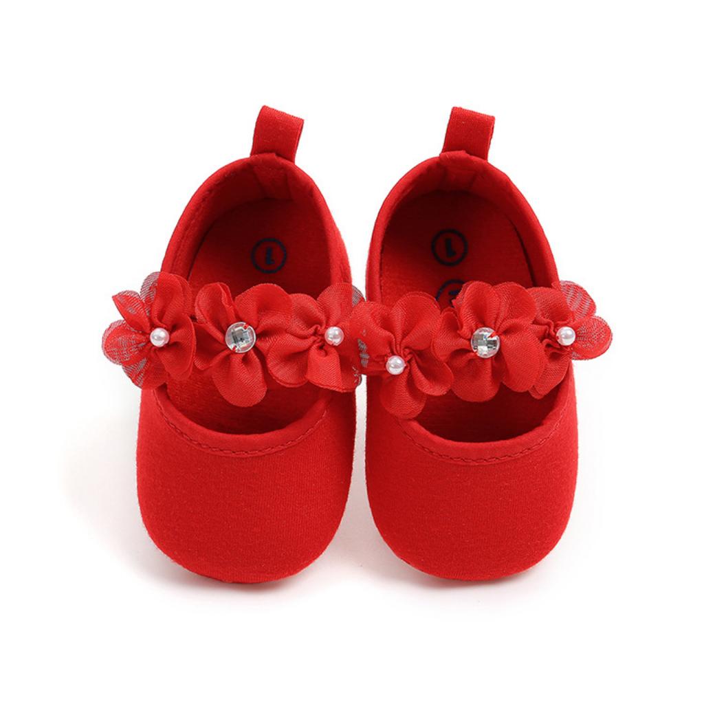 MYGGPP Kleine Blumen-Kleinkindschuhe mit weichen Sohlen, Babyschuhe, Schuhe mit weichen Sohlen, Prinzessinnenschuhe