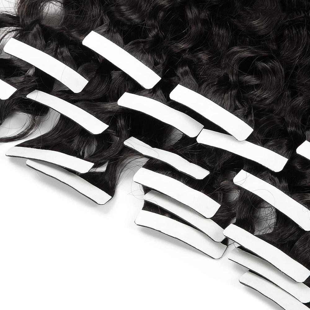 Extensii de Păr Deep Wave cu Benzi Adezive Păr Uman Brazilian 100% Adezive Extensii cu Benzi Adezive Ondulate Păr Uman Negru Natural Pentru Femei