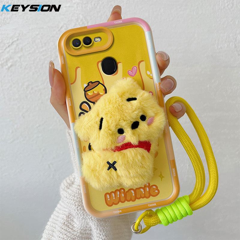 

KEYSION Милый 3D мультяшный плюшевый чехол для OPPO A5S A7 A12 со шнурком Мягкий силиконовый противоударный чехол для телефона OPPO A12 A7 A5S for OPPO A5S