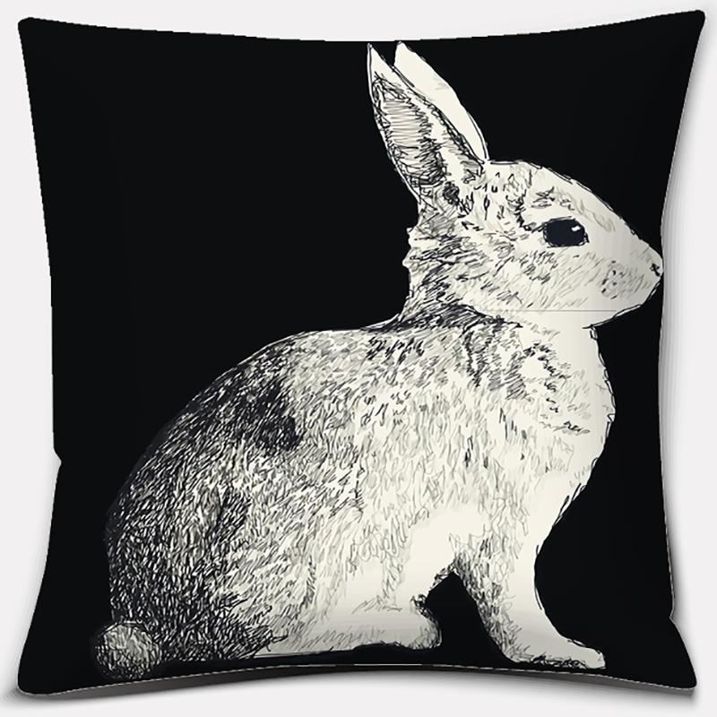 Cute Rabbit Series Pattern Pillowcase Square Pillowcase Home Office Decoration Pillowcase Living Room Bedroom Home Decoration