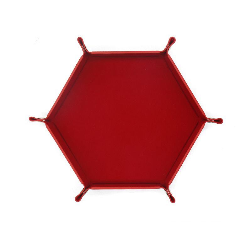 Hexagonal Velvet Dice Tray: Portable, Foldable PU Storage for Tabletop Games