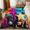 1PC Custom Name "Colorful French Bulldogs Artwork" Theme Floor Mat Ideal for Living Room, Game Rooms, Office, Bedroom Floor Mat Playful Design