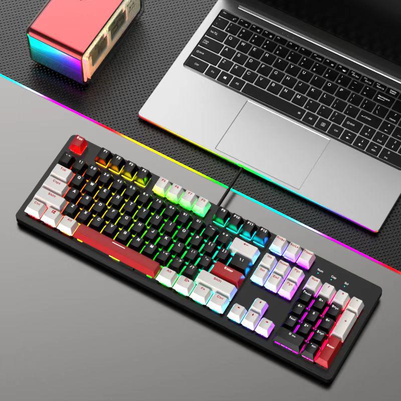 104-Key Wired Gaming Mechanical Keyboard, Blue/Black/Tea/Red/Silent Switches, Mahjong Sound, Hot-Swappable, Customizable