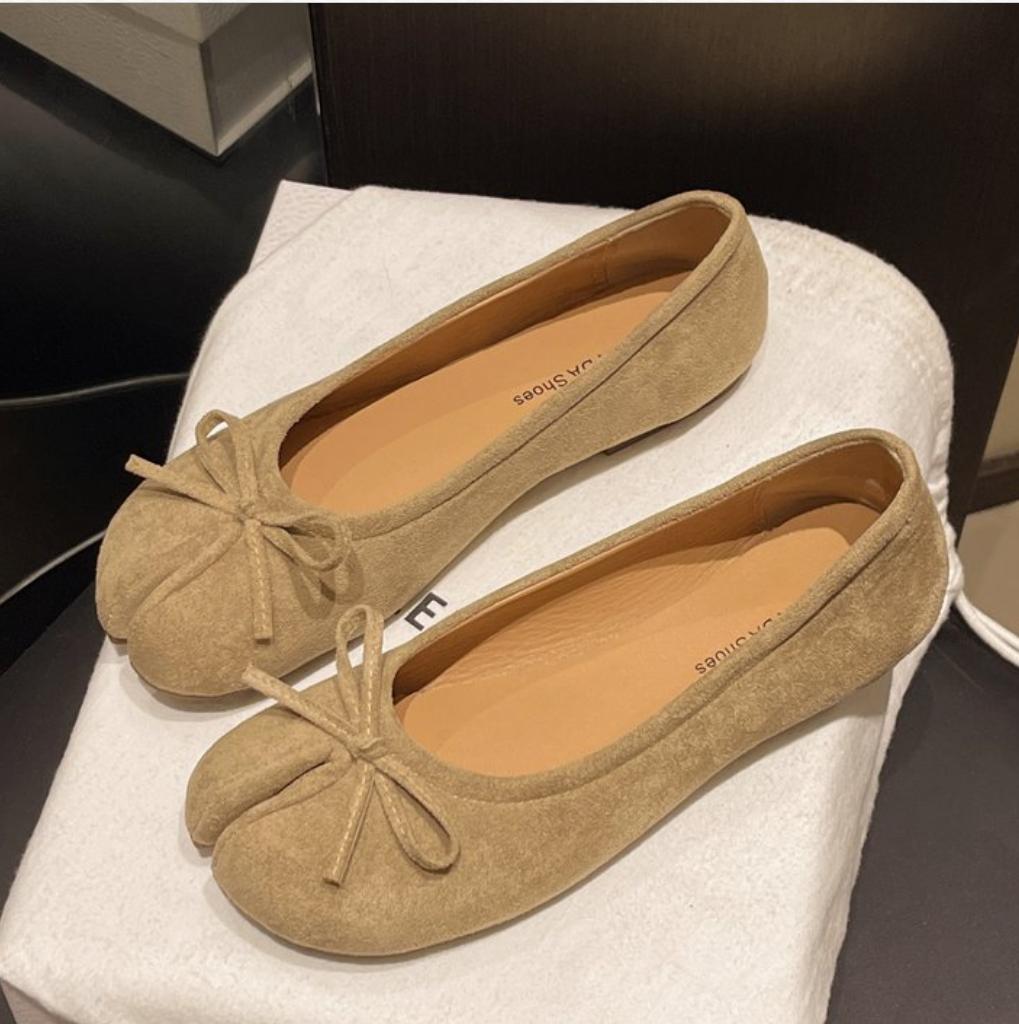 Japanese Trotter Flats Shoes Ladies Bowknot Tabi Ninja Loafers Cozy Split Toe Mary Janes Woman Barefoot Ballet Flats Moccasins