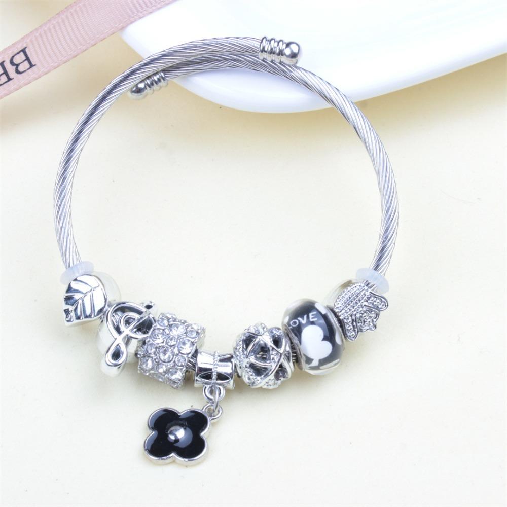 Beaded Bracelet Bangle Multi Element Stainless Steel Copper Alloy Open Spring Snake Bone Chain