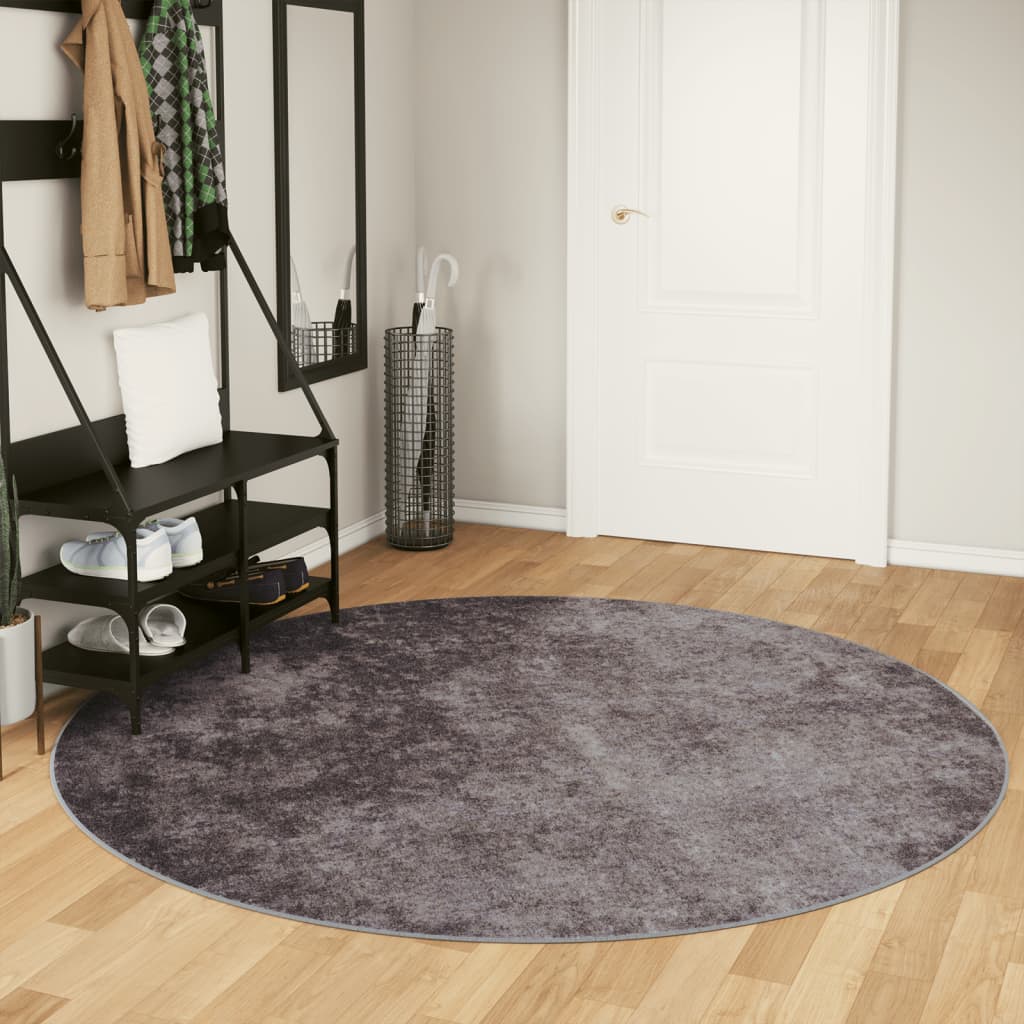 vidaXL Teppich Waschbar Grau Ø 200 cm graue