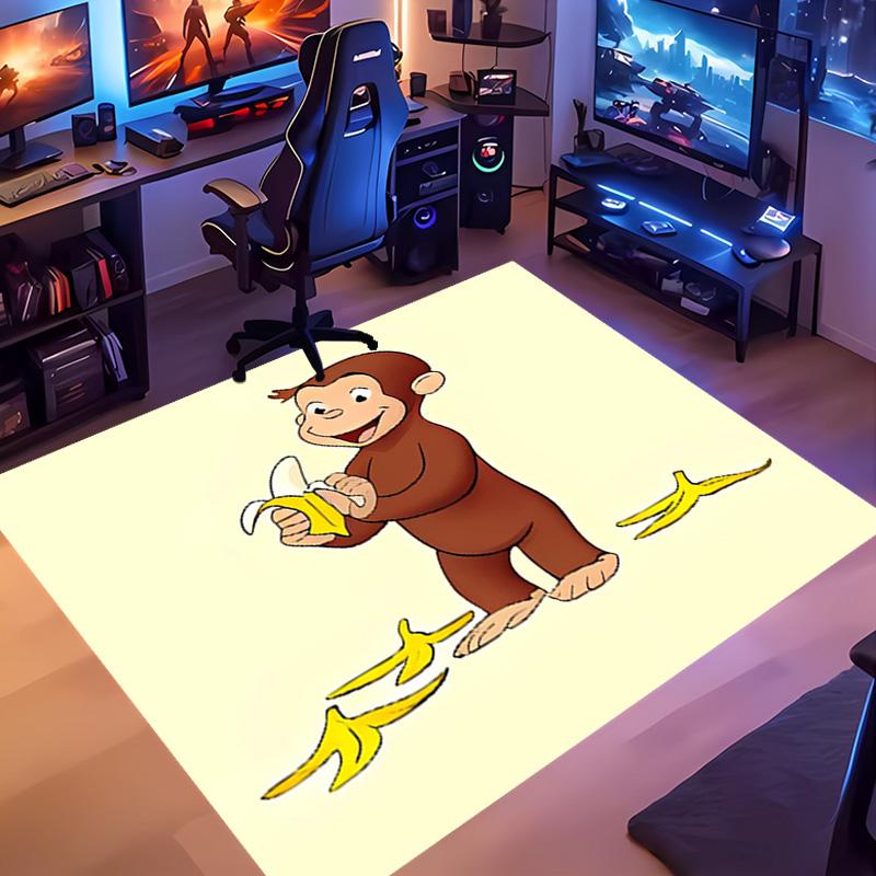 1pc Curious George Entrance Mat, Non-Slip Mat Area Rug,Room Decor, Outdoor Decor, Kitchen Rug,Doormat - Machine Washable, Easy to Clean
