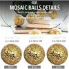 2.4 in Decorative Orbs Glass Balls Set of 6,Mosaic Sphere Globe for Whole Housewares,Wedding/Birthday,Bowls,Vases Dining Table Centerpieces (Gold)