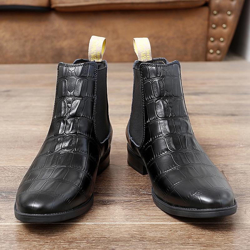 Genuine Leather Fall Chelsea Boots Designer Luxury Brand Dress Office Shoes for Men Platform Boots Retro Ankle Boots Footwear
