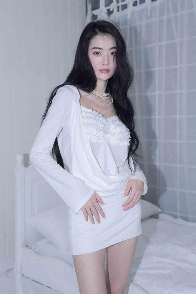 Elf Elf Elf Archives Drape Hoodie Dress [Ivory]