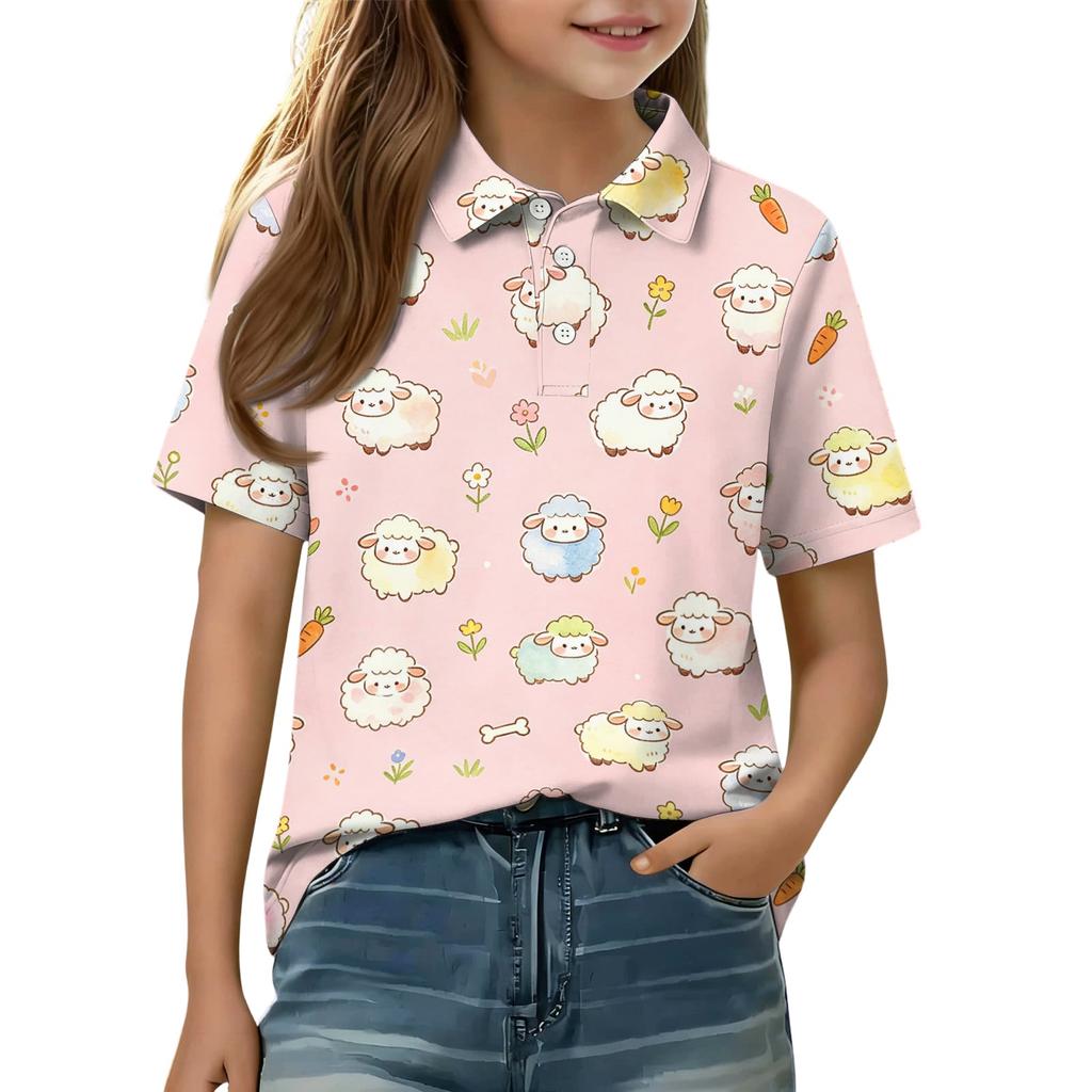 Kids Casual Short Sleeve Polo Shirt Animal Print T Shirt Lightweight Breathable Comfortable Daily Wear for Boys and Girls