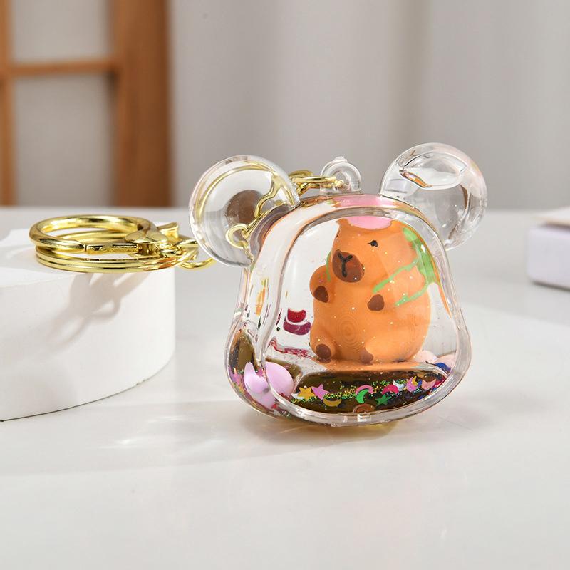 Portachiavi creativi e carini a forma di bottiglia di sabbia che scorre, portachiavi per auto, ciondolo con cartone animato, portachiavi, decorazione per zaino, regali
