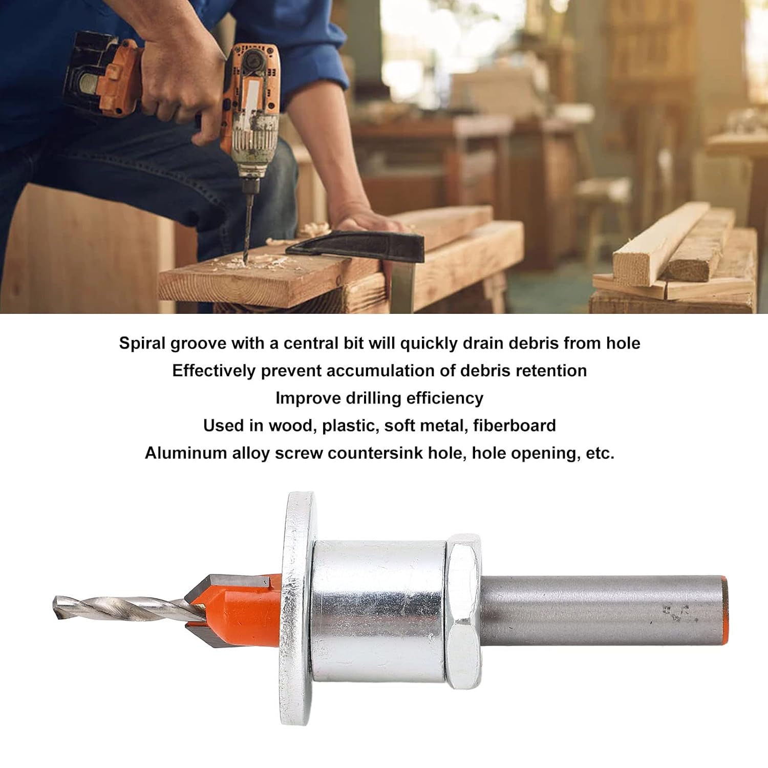 

Countersink Bit with Depth Stop, 2.8x10mm Drill Bit with Adjustable Depth Stop and Accessories, Drill Bit Depth Stop Collar Set Carpenter Tool Drill