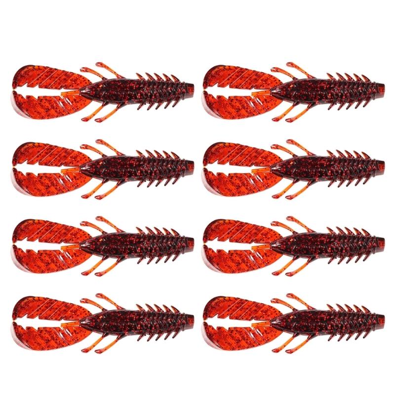 8pcs Artificial Swimbait Saltwater Fishing Tackle Fishing Baits Lure Shrimp Soft Baits 7.5cm 3.7g Crawfish Lures