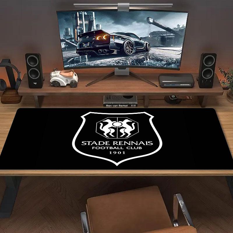 Stade Rennais FC Mouse Pad, Large Gaming Desk Mat, Non-slip XXL Mousepad for Laptop & Tablet, Mini PC Playmat with Stitched Edges