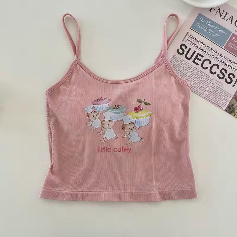 

Милый комплект из двух частей: майка с мультяшным принтом и подплечники для женщин - Сладкий и пикантный летний топ с длинным рукавом One Size 80-115 розовый