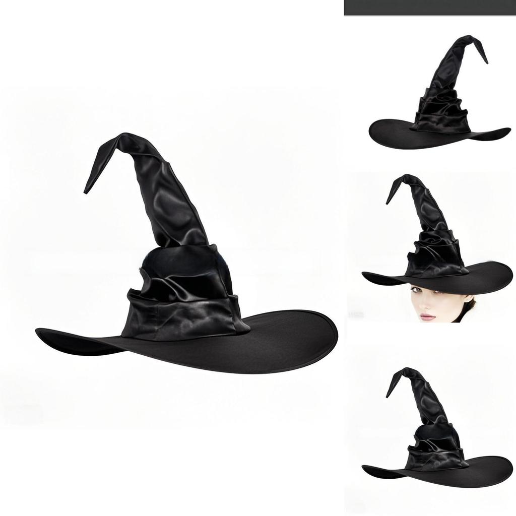 Halloween Gebogener Haken Hexenhut Kostümzubehör Mit Rüschen-Design Für Party Verkleidung