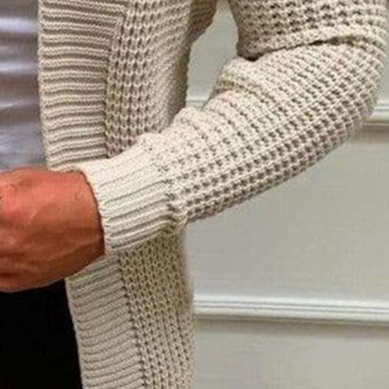 Men Sweater Coat Solid Color Cardigan Long Sleeves Open Stitch Rough Surface Thick Elastic Knitting Business Spring Sweater Jacket for Daily Wear
