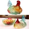 Plat à bonbons en verre cristal forme poulet, Bol à bonbons rétro avec couvercle, Assiette à dessert Bol à snacks Ornement pour décorations de maison