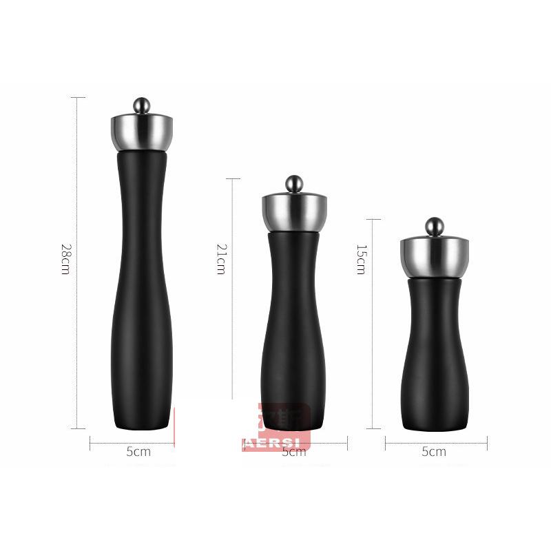 Moulin à épices créatif en bois noir Acier inoxydable Moulin à poivre manuel Moulin à poivre Bouteille de rangement d'assaisonnements pour la maison Outils de cuisine 8 pouces Nouveau