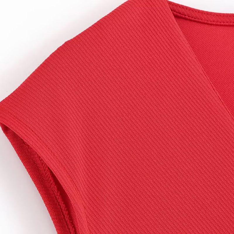 Kaslead New Women Clothes Western Style Fashion Pin Decoration V-neck Sleeveless Dress 3644181