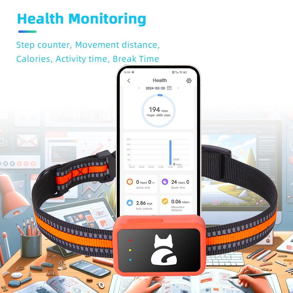 4G Smart Hundehalsband Halterung GPS Tracker für Haustier Wasserdicht Katze Tracking Gerät Haustierortungsgerät mit Finde Mein für iOS Android