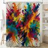 Vibrant Bathroom Shower Curtain with Colorful Splashes Blue, Red, Purple, Yellow Design for Home Decor in White Polyester Fabric