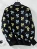 Vintage Print Loose Knitwear Cardigan Long Sleeve O Neck Sweater Autumn Winter Top