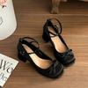 Block Heel High Heels Women's French Platform Ballet Shoes