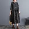 Long Sleeve Cotton Linen Ruffle Vintage Floral Dresses for Women Casual Loose Spring Autumn Dress Elegant Clothing