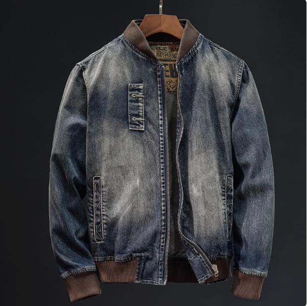 Trendy brand, heavy industry denim jacket men s autumn men s clothing, spring and autumn men s jacket M синий