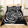 Zebra Duvet Cover Set King Queen Size Polyester Comforter Cover Black And White Stripe Wild Animals For Kids Teens Bedding Set