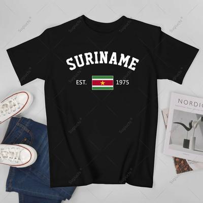 Unisex Unisex SURINAME EST1975 Independence Day Tshirt Tees T Shirts WoUnisex Boys 100 Cotton TShirt