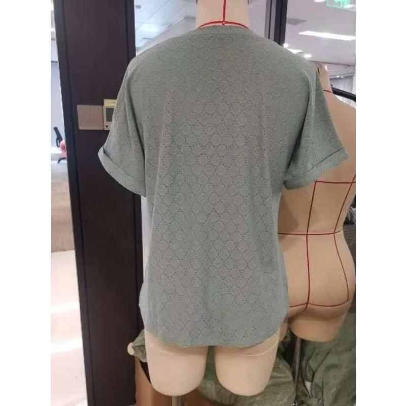 Women's Fashion Casual Solid Color Button V-neck T-shirt